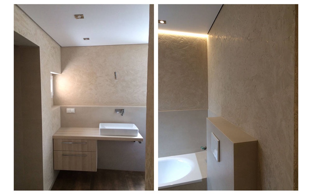 Modern gestaltetes Badezimmer mit sauberem Wandanstrich